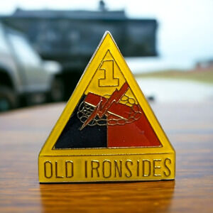 Old Ironsides United States Army 1st Armored Division Enamel Hat Lapel Pin